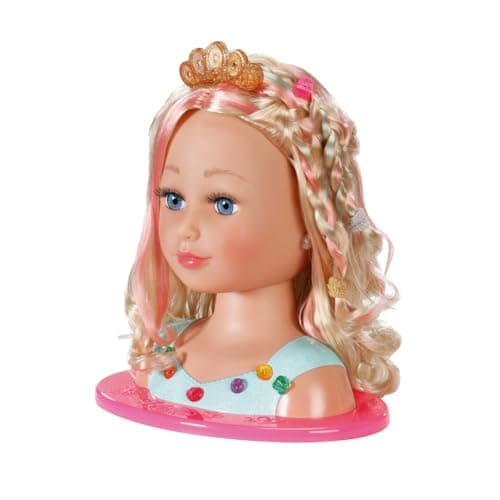 Image of BABY born Sister Styling Head Princess 83572 - Styling Head with Blonde Hair and Make-Up Palette - Includes 32 Hair Accessories - Suitable for Kids From 3+ Years