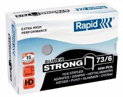 Image of Rapid 73/6mm Super Strong Staples, For Stapling up to 15 Sheets, Use with Heavy Duty Stapling Pliers, Galvanised Wire, Box of 5000, 24890200