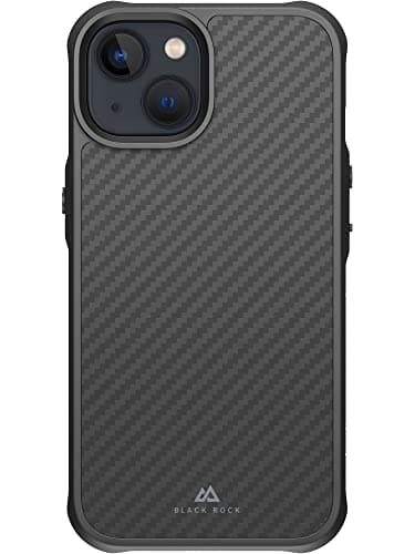 Image of Black Rock - Carbon Case Robust Case Real Carbon Suitable for Apple iPhone 14, Fibre Cover (Carbon Black)