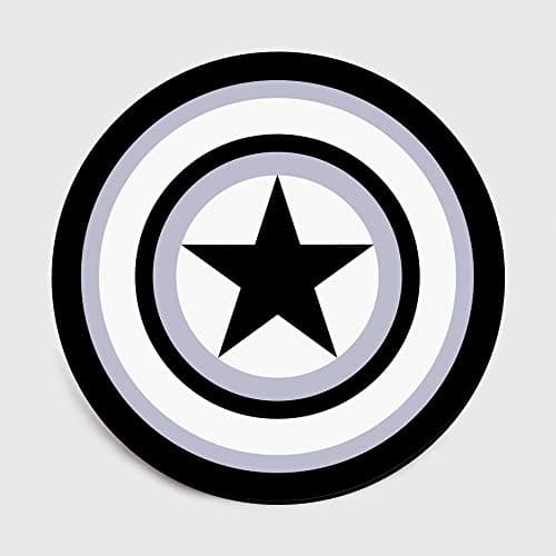 Image of Lily&her friends - Fashion Pentagram Bedroom Living Room Suitable for Captain of America Themed Room Short Crystal Velvet Round Mat Carpet Pad, Floor Mat, Multi-function (Gray Shield, Diameter: 120cm)