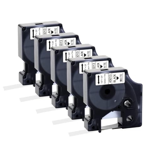 Image of 5X 45013 Compatible for Dymo Label Tape 12mm x 7m A45013 S0720530, Black on White 45013 D1 Refills for DYMO LabelManager 160 210D 360D 420P 280 5010TS Label Printers