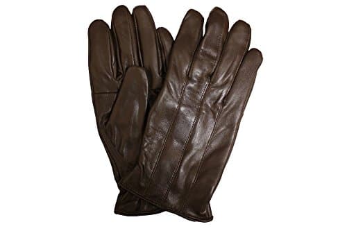 Image of Ladies Womens Soft Fleece Lined Coloured Genuine Leather Bow Gloves Winter, M-L, Brown ( Gl147a )