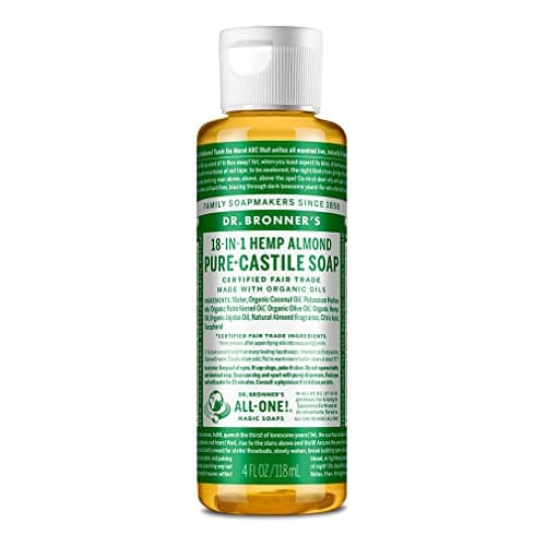 Image of Dr Bronner's 18-in-1 Almond Pure-Castile Liquid Soap, Made with Organic Oils, Used for Face, Body, Hair, Laundry, Pets and Dishes, Certified Fair Trade & Vegan Friendly, 946ml Recyled Bottle