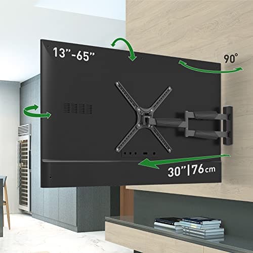 Image of Barkan BM343XL Long TV Wall Mount, 13-65 inch Full Motion Articulating - 4 Movement Flat/Curved Screen Bracket, Holds up to 79lbs, Extremely Extendable, Fits LED OLED LCD