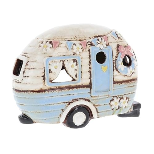 Image of Village Pottery Pale Blue Caravan Tealight Holder