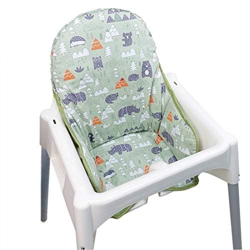 Image of ZARPMA Cotton Seat Covers Compatible for Ikea Antilop Highchair, Cotton Surface and Padded, Forest Pattern Foldable Baby Highchair Cover for Antilop Child Chair Cushion (Green Forest)