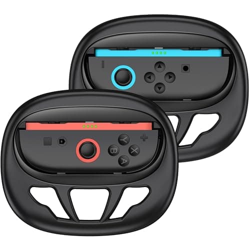 Image of HELLCOOL Steering Wheels Compatible with Switch 2 Joy Con，2 Racing Steering Wheels for Joy Con 2，2025 Switch Controller Accessories for Mario Kart 8 Deluxe
