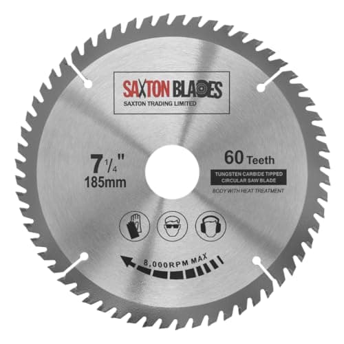 Image of TCT18560T Saxton TCT Circular Wood Saw Blade 185mm x 30mm Bore x 60T for Bosch Makita Dewalt Fits 190mm Saws
