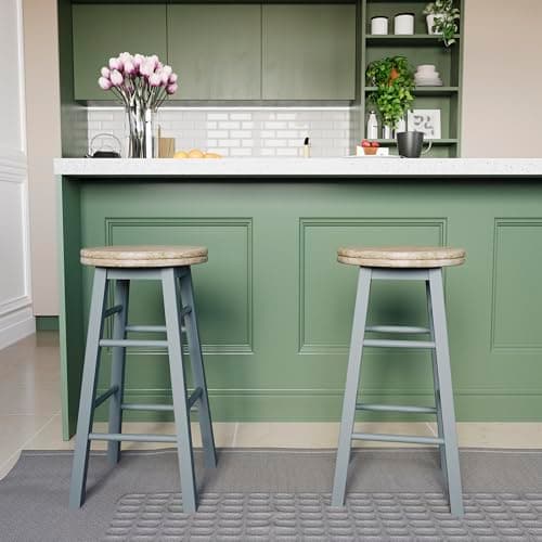 Image of Chef Vida Modern Breakfast Bar Stool, 360 Swivel Kitchen Counter Home Bar Seat, Solid Wood (2, Grey)