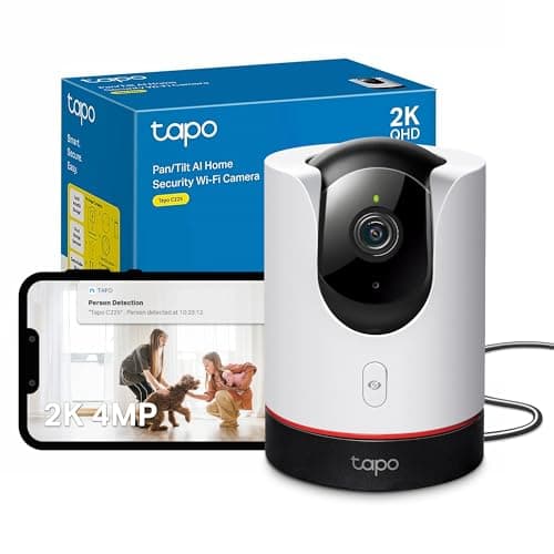 Image of Tapo C225 2K 4MP QHD Indoor Camera, Pan/Tilt Security Camera, HDR Live View, 360°Panoramic View, CCTV Camera No Monthly Fee, AI Detection, Two-way Audio, Night Vision, Works with Alexa & Google