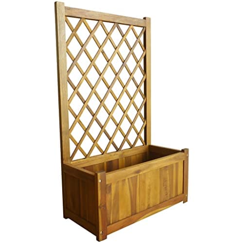 Image of vidaXL Solid Acacia Wood Garden Raised Bed with Trellis Flower Raised Bed Pot