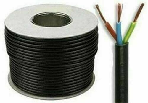 Image of Black 3 Core Flex 3183Y 0.5mm 0.75mm 1.0mm 1.5mm 2.5mm Mains Wire Cable Electric (5, 0.5mm (3AMP))
