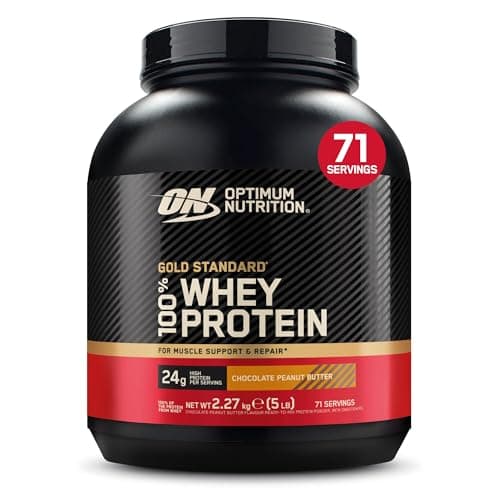 Image of Optimum Nutrition Gold Standard Whey Protein, Muscle Building Powder With Naturally Occurring Glutamine and Amino Acids, Chocolate Peanut Butter, 71 Servings, 2.27kg, Packaging May Vary