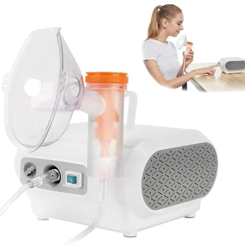 Image of Sakmot Compact Compressor Household Nebuliser Machine for Adults & Kids, Stocking Fillers Gifts, Strong Mist Portable Home-Use Nebulizer (White)