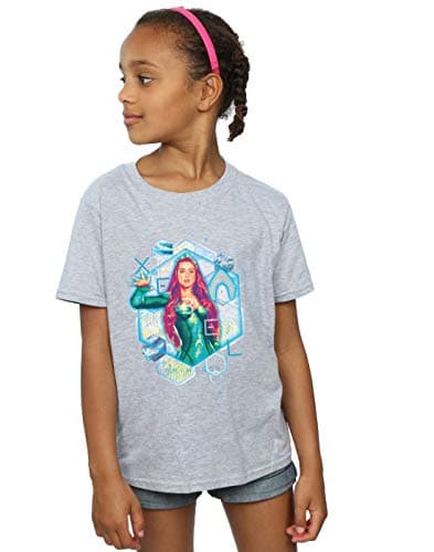 Image of DC Comics Girls Aquaman Mera Geometric T-Shirt Sport Grey 12-13 Years