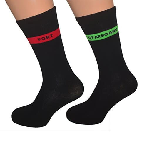 Image of Pair of Red Port & Green Starboard Nautical Stripe Cotton Rich Woven Socks Adult Size Uk 6-12 Eu 39-46