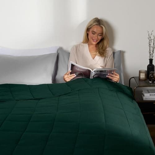 Image of Brentfords Weighted Blanket Adult 8kg Forest Green, Double Weighted Blanket Anxiety Relief for Adults Soft Comfy Heavy Blanket for Bed Sofas 150 x 200cm 17lb Disclaimer Only suitable for age 3+ years