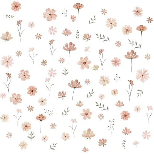 Image of 9 Sheets Boho Flower Wall Decals, High Coverage Daisy Flower Wall Stickers, Removable Peel and Stick Boho Flower Stickers for Playrooms, Bedroom, Classroom Walls