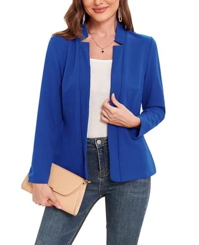 Image of MINTLIMIT Blazers for Women Business Casual Open Front Long Sleeve Blazer Work Office Jackets Balzer with Pockets 2025 Royal Blue