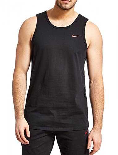 Image of Nike Mens Vest Swoosh Sleeveless Tank Top Cotton Black Navy S M L XL New 823645 010 451 (XL, Black)