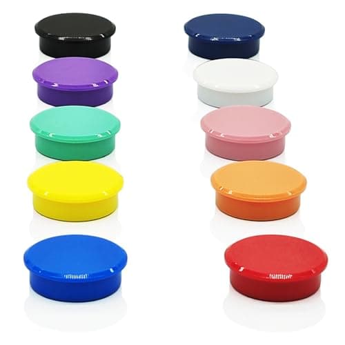Image of PYJLBX Fridge Magnets 10 Pack, Strong Small Round Magnets for Whiteboard, Notice Board & Crafts, Colourful Cute Mini Magnetic Pins, Heavy Duty Multi-Colour Magnets for Office Home Classroom,10 Colours
