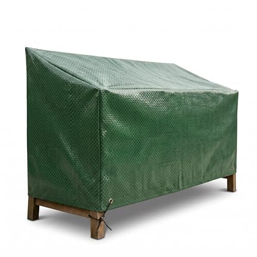 Image of FINE GARDEN 2 Seater Garden Bench Cover Waterproof, Heavy Duty Oxford Fabric Outdoor Furniture Protector, UV Resistant Windproof Bench Seat Cover with Breathable Mesh (132x68x97cm, Green)
