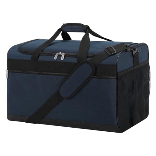 Image of ZZY Gym Duffle Bag, 40L Sports Holdall with Shoulder Strap, Water Resistant Travel Weekender Bag for Men and Women(Navy Blue)