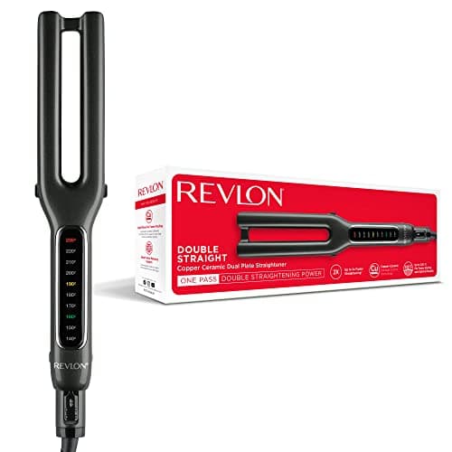 Image of Revlon Double Straight Straightener (Dual Plate Design, Advanced Copper Ceramic Technology, LED Display, Smart Heat Memory System, 10 Heat Settings up to 235°C) RVST2204UK, Black