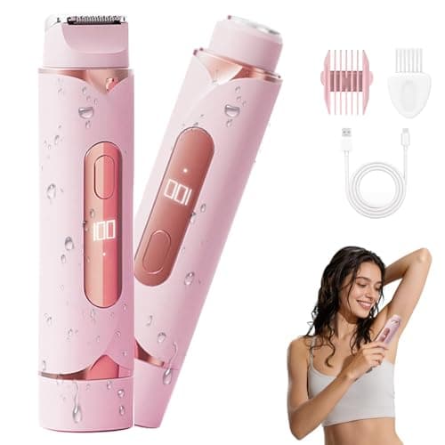 Image of Bikini Trimmer Women, 2 in 1 Lady Shavers for Women Facial Hair Remover Rechargeable & Waterproof, Dual Head Electric Razor Womens Face Shaver for Pubic Hair Intimate Body Legs Underarm Lip