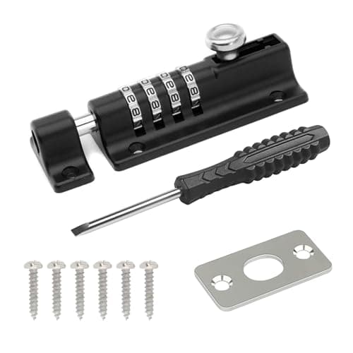 Image of Combination-Anti-Tamper-Bolt Door Locks - Combination Locking Bolt 4 Digit Sliding Lockable Padbolt 120mm,Stainless Steel Garden Gate Lock for Sheds, Sliding Doors, and Cabinets