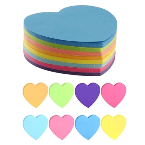 Image of Wellrun 240 Sheets Cute Heart Shaped Sticky Notes,Fun Mini 70 x 70 mm Removable Self Stick Notes,Eight Colors for School,Office,Home,Reminders