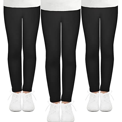 Image of JOCMIC 3 Pack Girls Leggings Full Length Toddler Stretchy Tights Pants Black, 10-12 Years, Tag 150