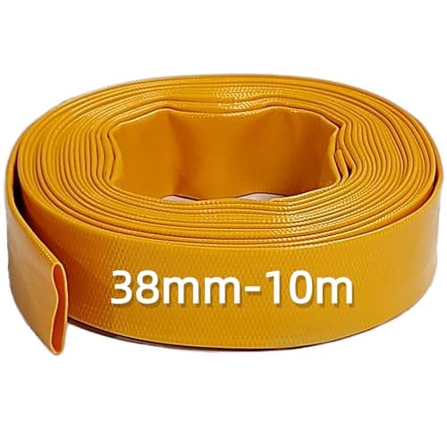 Image of 10m x 38mm (1.5 Inch) Diameter Layflat Discharge Pond Hose Pipe Lay Flat Submersible Pump Water Pump Hose, Yellow