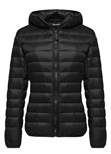 Image of Wantdo Women’s Warm Winter Packable Puffer Down Jacket Lightweight Quilted Padded Hooded Puffer Jacket Windproof Mountain Insulated Jacket Slim Fit Short Outerwear Jacket Black M