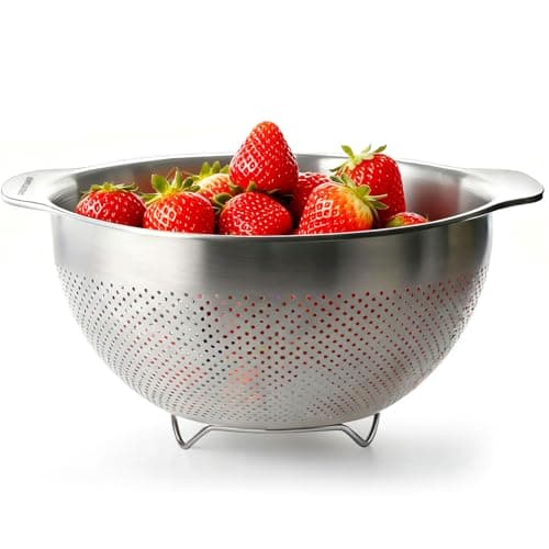Image of Greentainer Stainless Steel Colander Strainer Bowl - 3.3L Rust-Proof Fine Mesh with Handle Kitchen Food Strainer Basket for Washing Vegetables and Fruits, Durable Pasta Strainer & Drain Basket