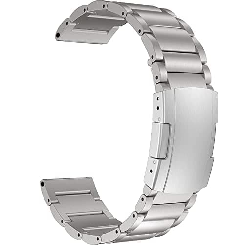Image of MaKTech Titanium band,22mm Light Weight One-Piece Metal Link Bracelet,Compatible with Galaxy Watch 3 45mm/46mm,HuaWei Watch 4/3 & Ultimate/GT 3 Pro,Amazfit GTR 3/2 (Silver)