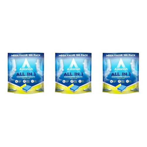 Image of Astonish All in 1 Dishwasher Tablets, Lemon Scent, 100 Tablets, Pack of 3
