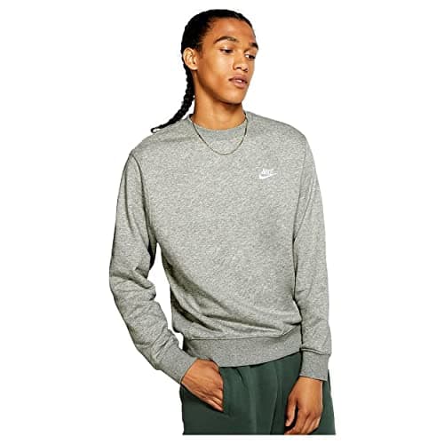 Image of Nike BV2666 M NSW Club CRW FT Sweatshirt Mens dk Grey Heather/White 2XL
