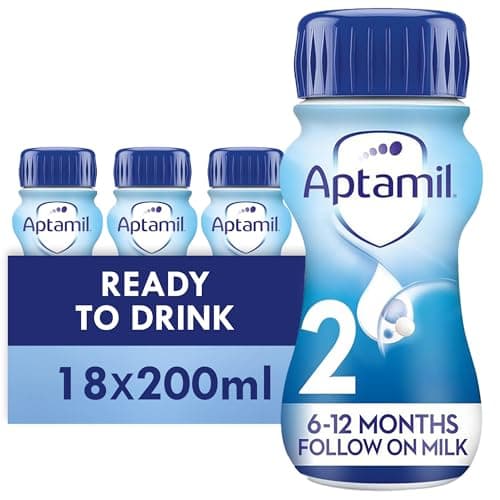 Image of Aptamil 2 Follow On Baby Milk Ready To Use Liquid Formula, White, 6-12 Months, 200 ml, (Pack Of 18)