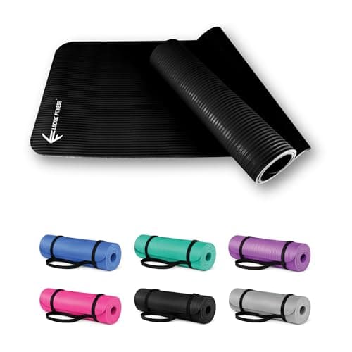 Image of Lockie Fitness Yoga Mat 8 mm Thick, Non Slip Exercise Mat for Women and Men, TPE Foam Pilates Mat, Gym Mat for Home Workout, Yoga, Pilates, Exercise & Gymnastics, 180 x 60 cm (Black)
