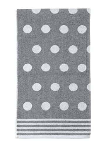 Image of La Maison Jacquard Circles Polka Dots 100% Cotton 500GSM Luxury Hand Towel Bath Towel Super Soft Highly Absorbent Everyday Use (50cm x 80cm Hand Towel, Grey)