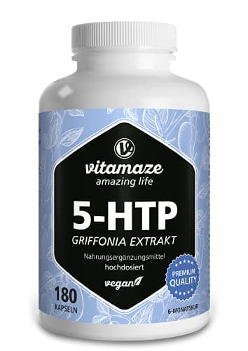 Image of 5HTP 667mg Griffonia Simplicifolia Seed Extract - 6 Months Supply -180 Vegan Capsules for Sleep and Relax Support - Natural High Strength Supplement Without Additives, German Quality
