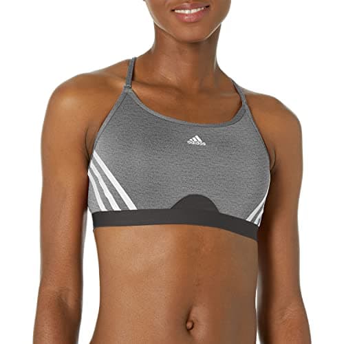 Image of adidas Women's Training Light Support 3 Stripe Bra, Dark Grey, (Medium) DD