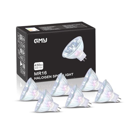 Image of GMY MR16 Halogen Light Bulbs 35W 12V, GU5.3 Spotlight Bulb Dimmable, 4000 Hours Extra Long Lifetime, 2 Pin Base 36°Beam Angle, 3000K Warm White Dichroic 6 Pack
