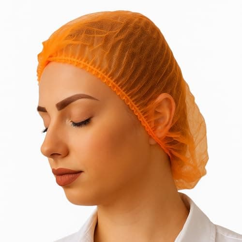 Image of ORANGE - Disposable Hair Net, Mob Caps, Uk Manufacturer for Hairnets, Catering Hairnet, Elastic Cooking Hairnet for Kitchen, Food Protective Hair nets, 21'' bag of Hairnets 100