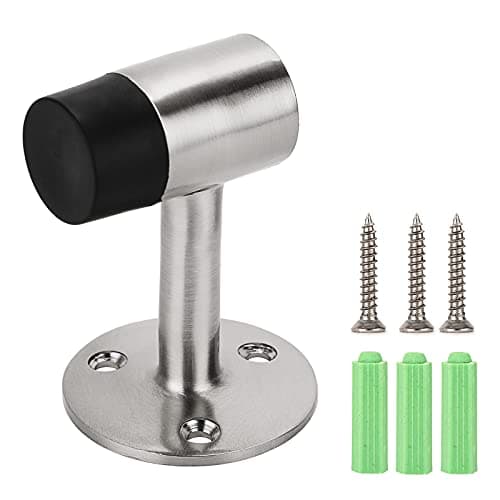 Image of IGNPION 1pc Stainless Steel Door Stoppers Wall Mount Door Holder Stop Brushed Finish Door Stop with Buffer Sound Dampening Rubber