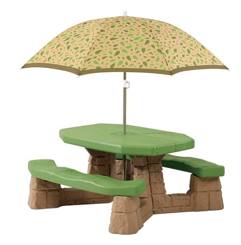 Image of Step2 Naturally Playful Picnic table for 6 children with parasol | Picnic set for child made of plastic