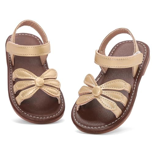 Image of MASOCIO Girls Sandals Toddler Kids Baby Children Girl Summer Shoes Open Toe Non Slip Infant Size 10 UK Child Gold