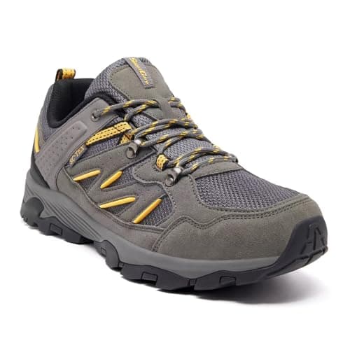 Image of SILENTCARE Walking Shoes Mens Waterproof Low Rise Hiking Shoes Mens Non-Slip Lightweight Trekking Outdoor Shoes Camping Climbing (Grey UK 11)