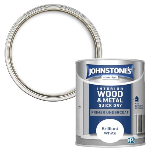 Image of Johnstone's - Quick Dry Gloss Primer Undercoat - Brilliant White - Water Based - Interior Wood & Metal - Fast Drying - Low Odour - Dry in 1-2 Hours - 13m2 Coverage per Litre - 0.75 L